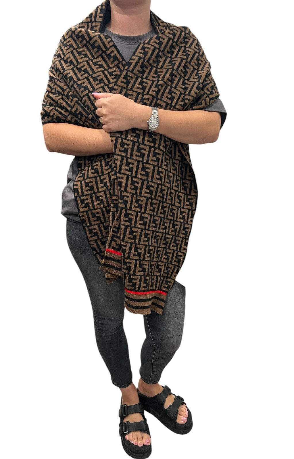 Fendi FF Motif Multi Wool Cashmere Scarf