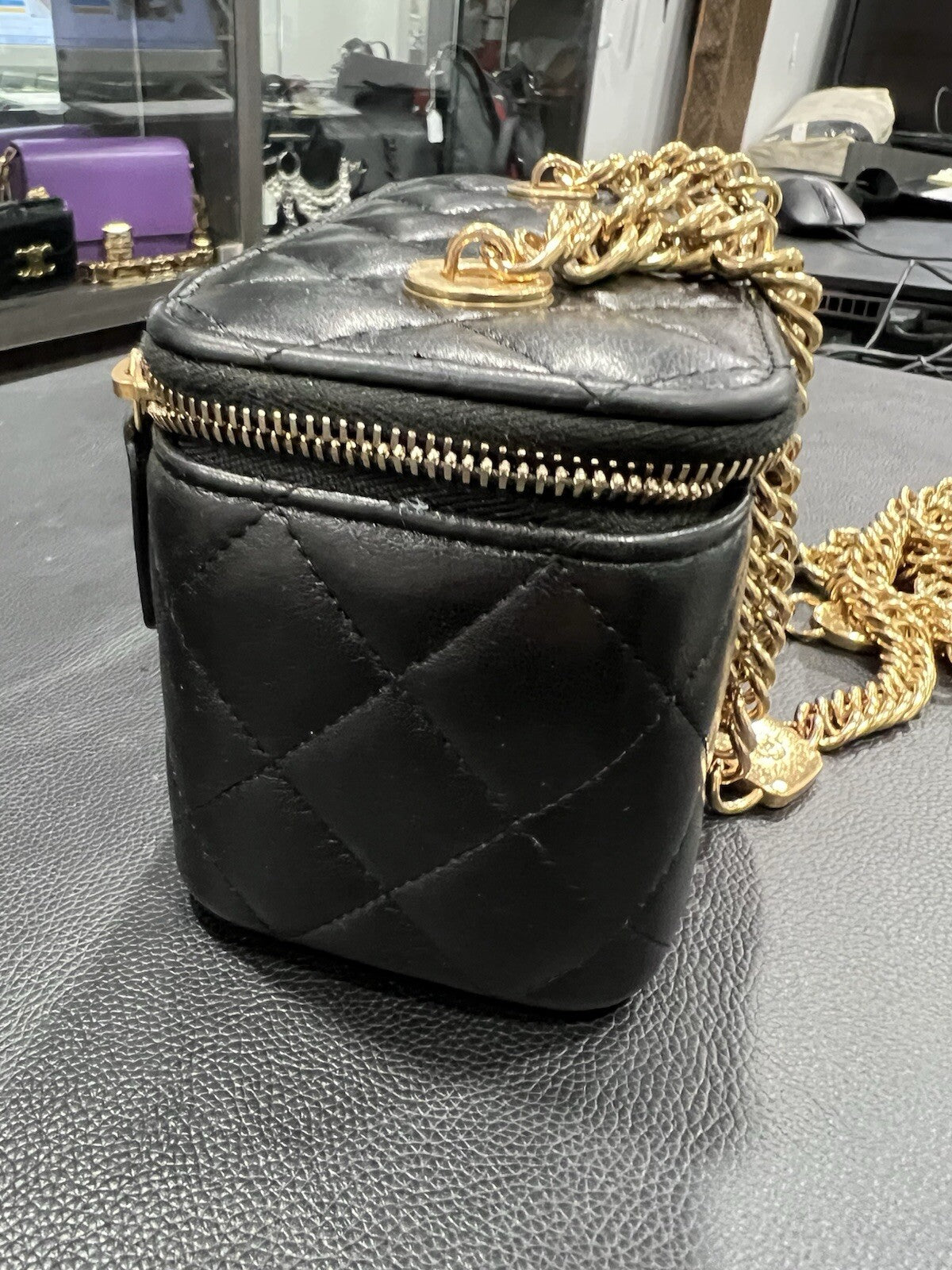 Chanel Charm Chain Vanity Lambskin Case W/Certifiacte Of Authenticity