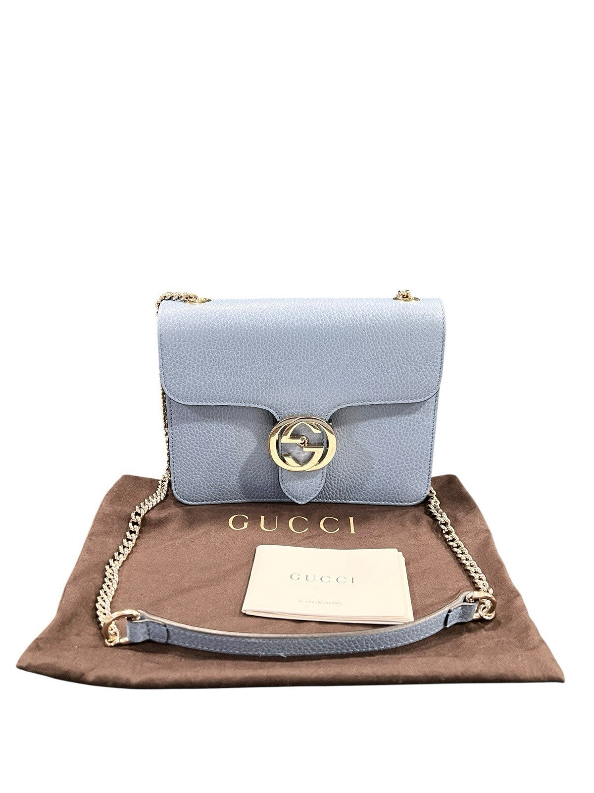 Gucci Light Blue Small Interlocking G Dollar Bag With Duster & Certificate