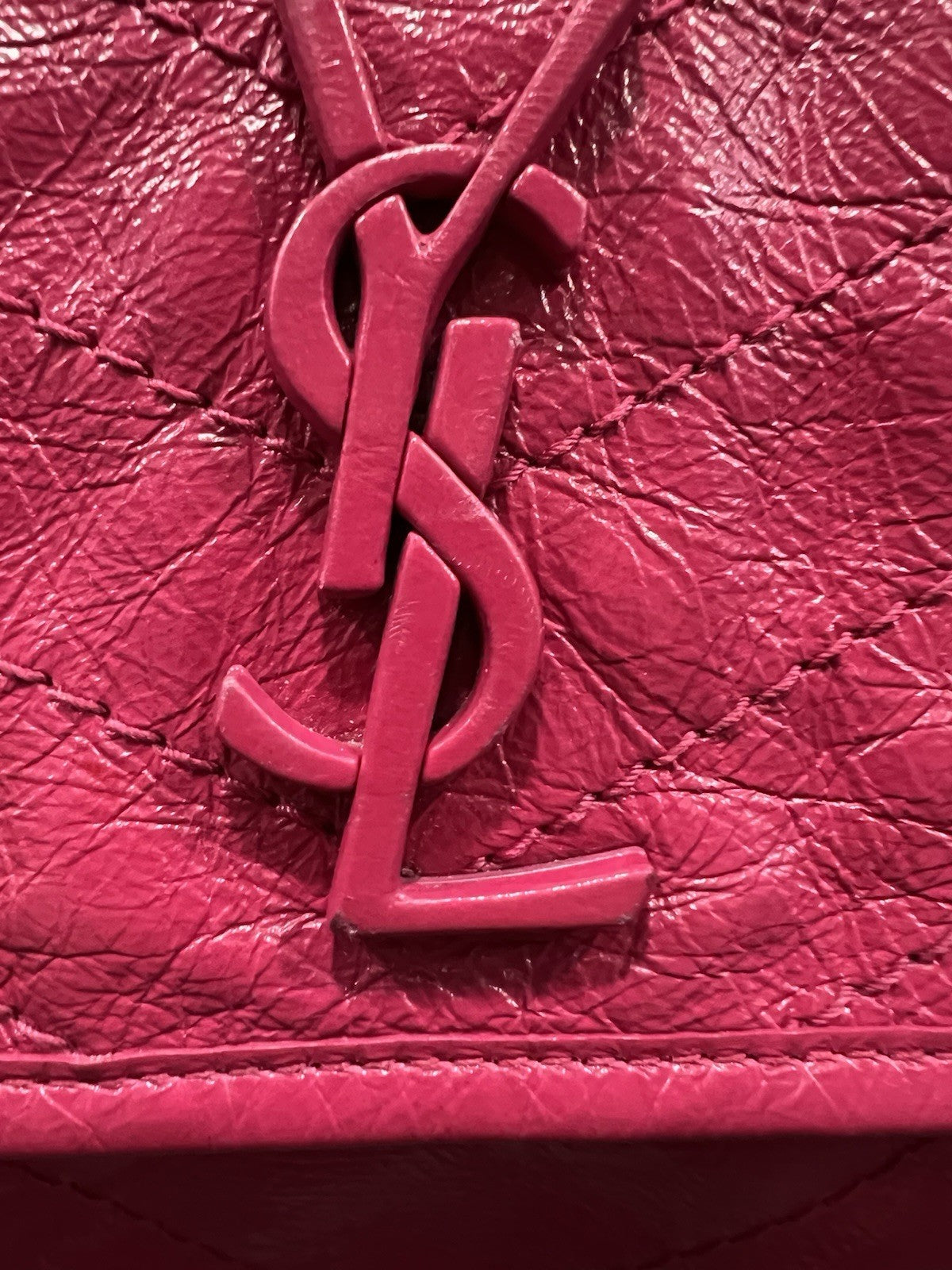 YSL Saint Laurent Pink Leather Niki Bag Retail $3400