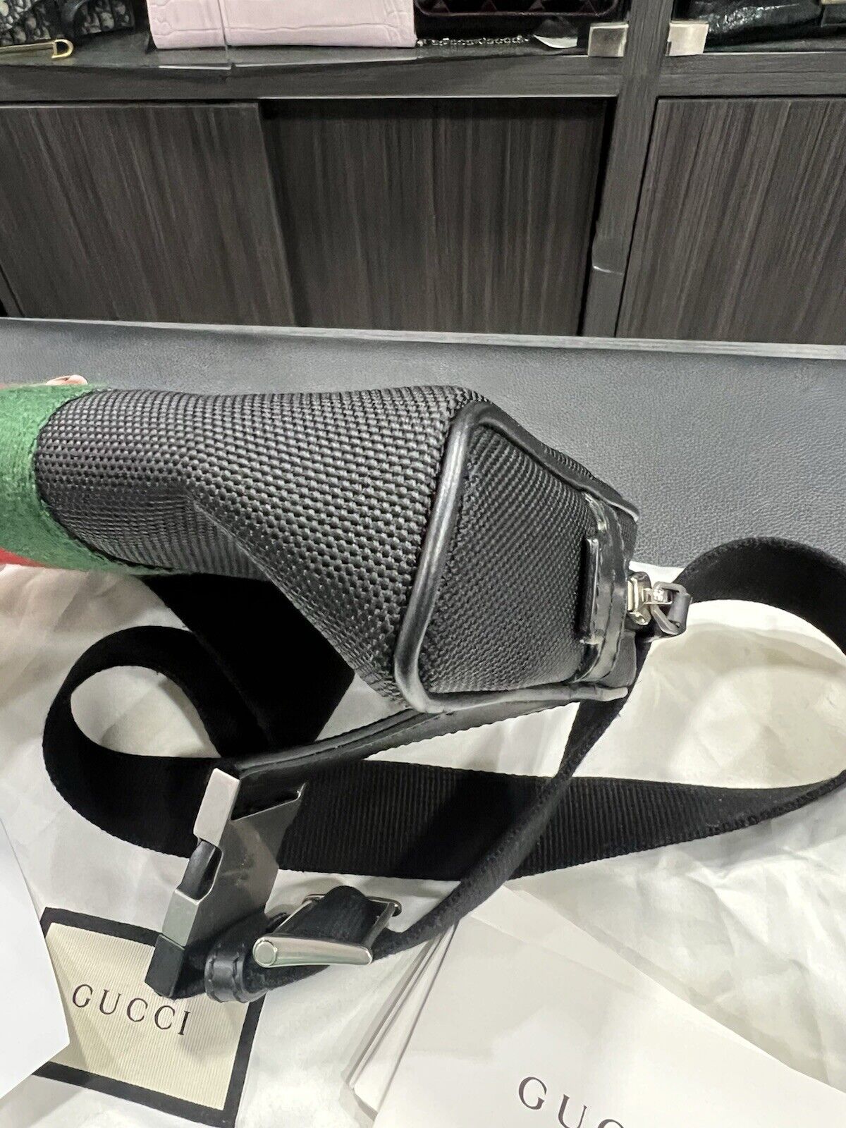 Gucci Techno Web Stripe Belt Bag W/Duster & Authenticity