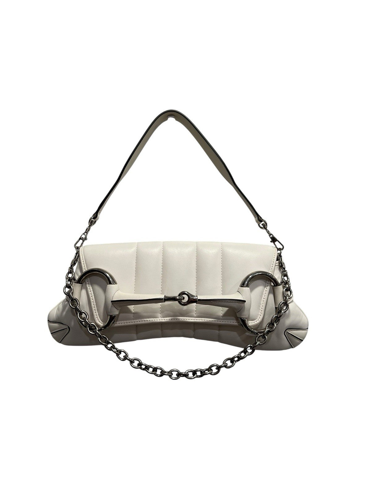 Gucci Nappa Vertical Matelasse Medium Maxi Horsebit Chain Shoulder Bag