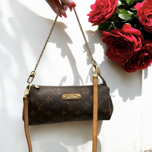 Louis Vuitton Eva Crossbody Brown Canvas Coated Monogram With Authenticity