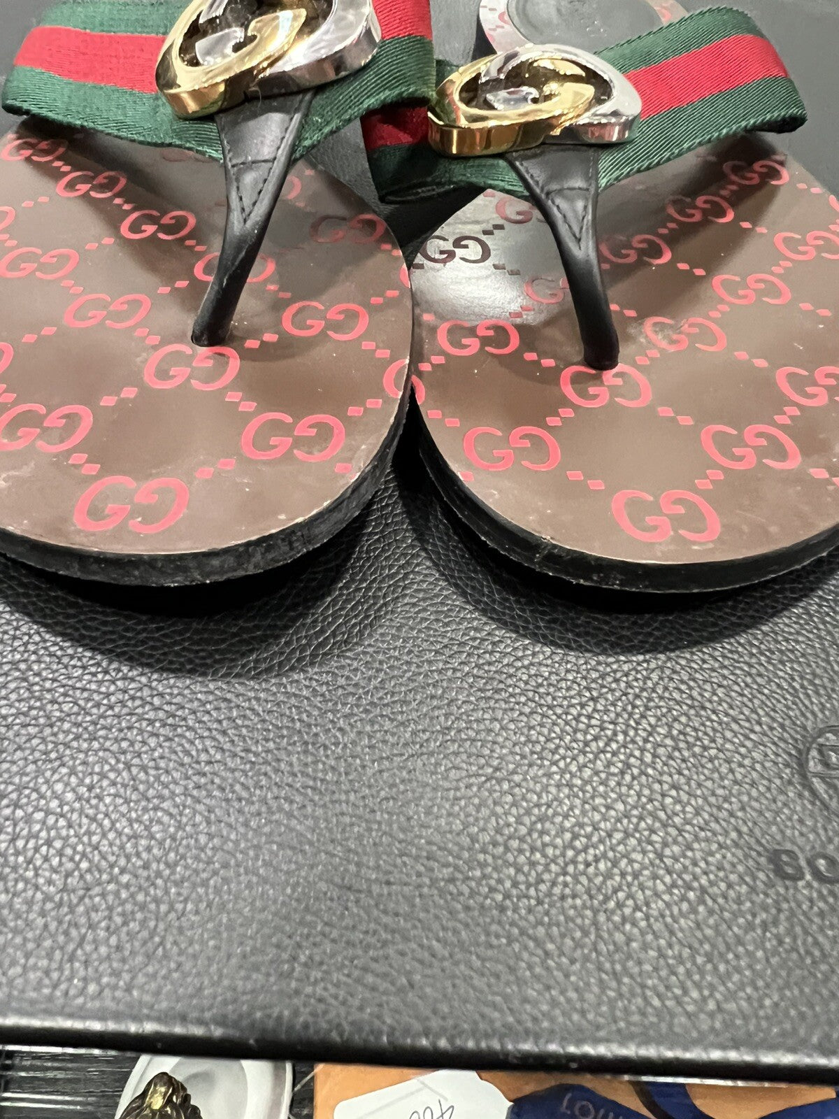 Gucci Kika Interlocking G Web Sandal Size 40/US 10 W/Duster