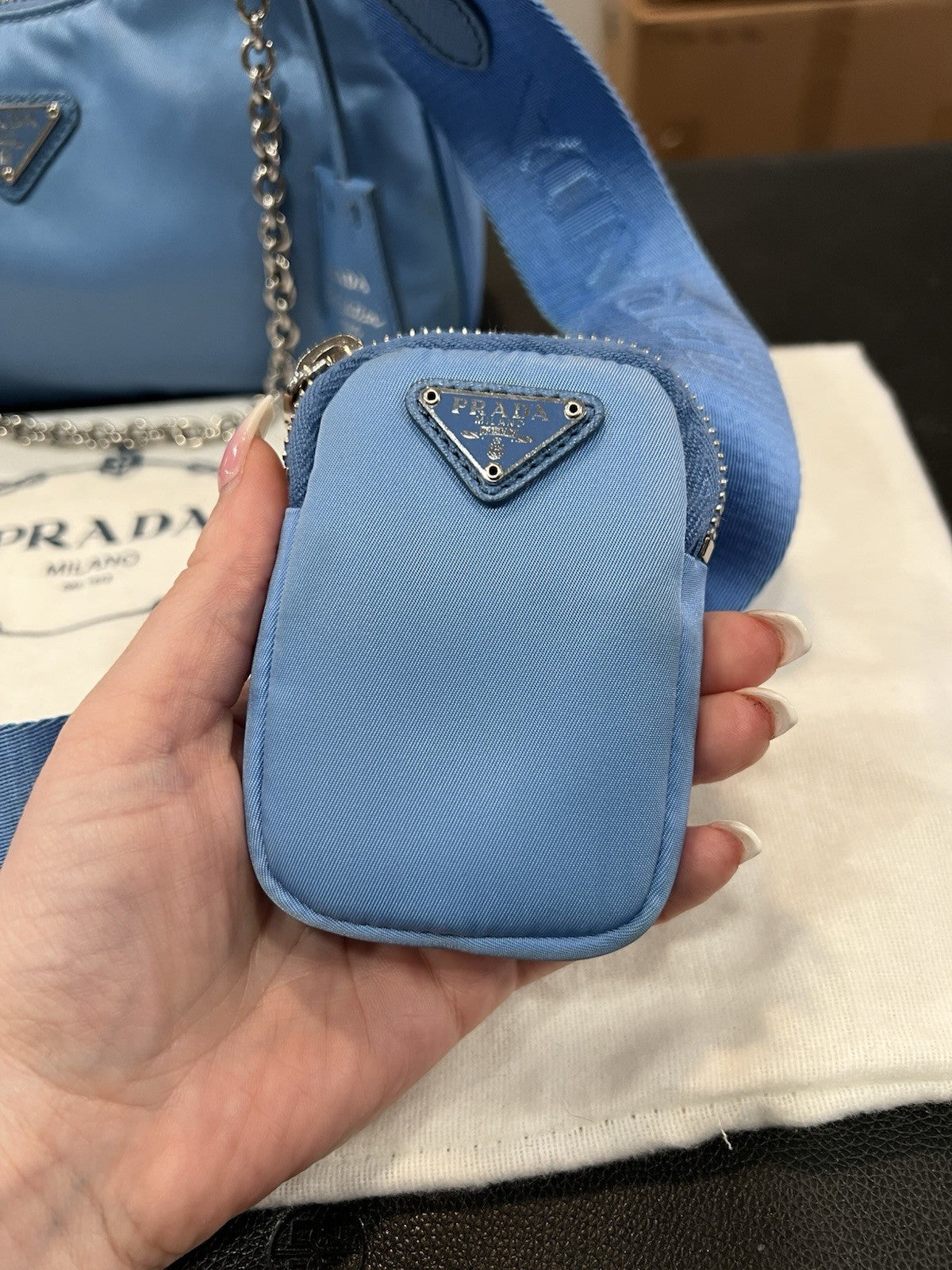 Prada Re-Edition 2005 Shoulder Tessuto Blue Nylon Shoulder Bag