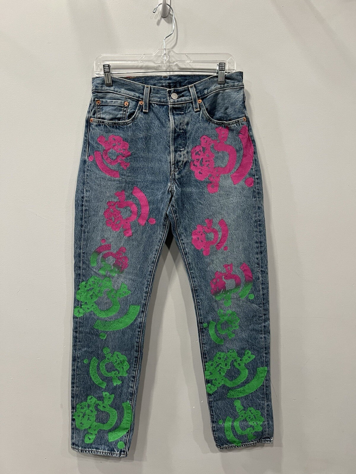 Denim Tears Bstroy Tears 501 DT Light Wash Jean Pink/Green 30 X 32