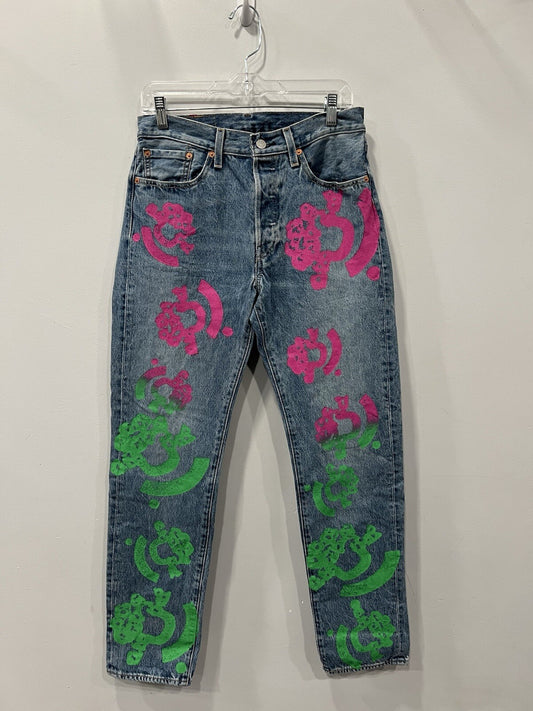 Denim Tears Bstroy Tears 501 DT Light Wash Jean Pink/Green 30 X 32