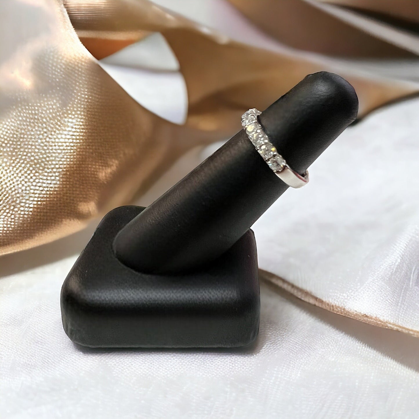 10k White Gold Half Eternity Wedding Ring I1 Approx 1 ct. H Color 2.6g