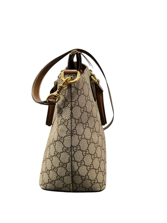 Gucci GG Supreme Large Zip Tote Crossbody With Authenticity