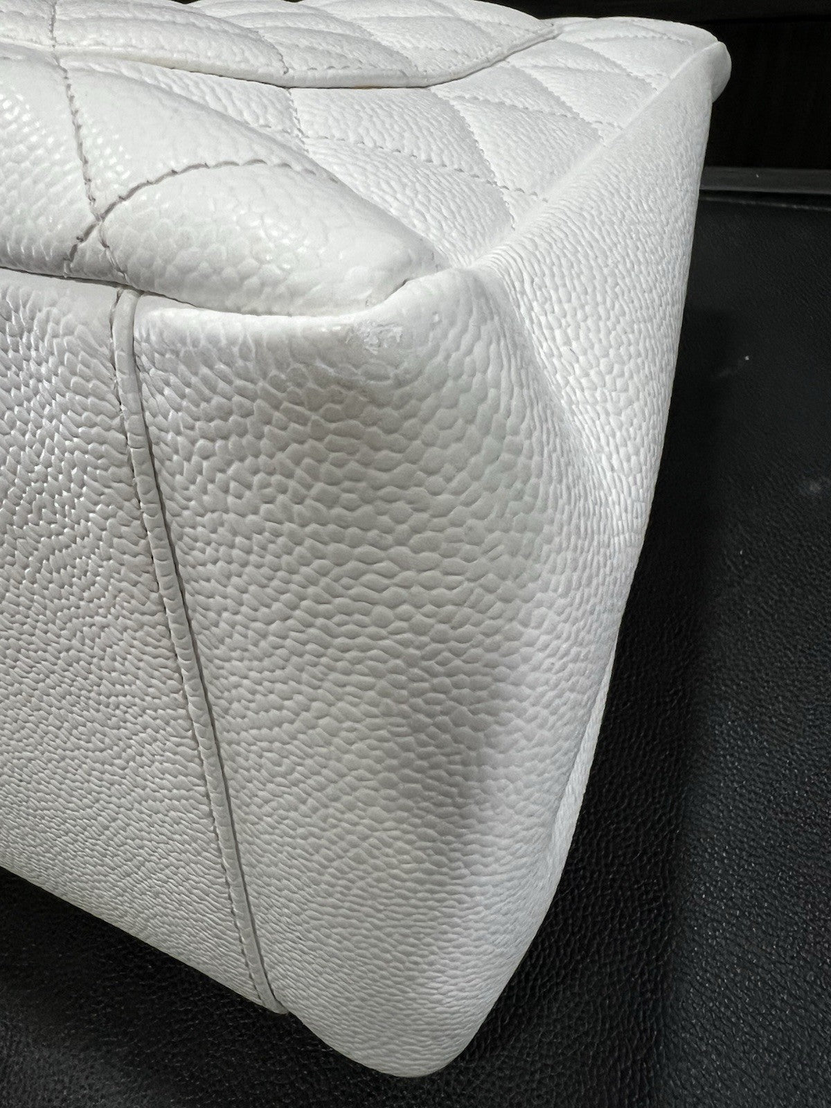 Chanel Caviar Quilted Grand Shopping Tote GST White W/Authenticity