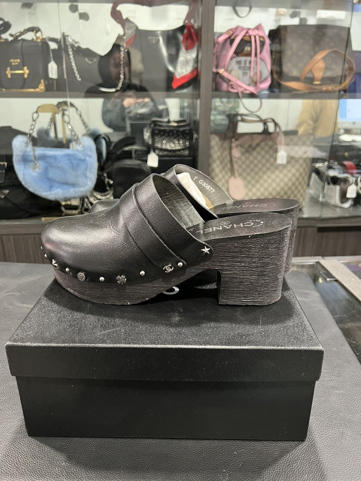 Chanel Lucky Charms Leather Clogs Size 40/US10