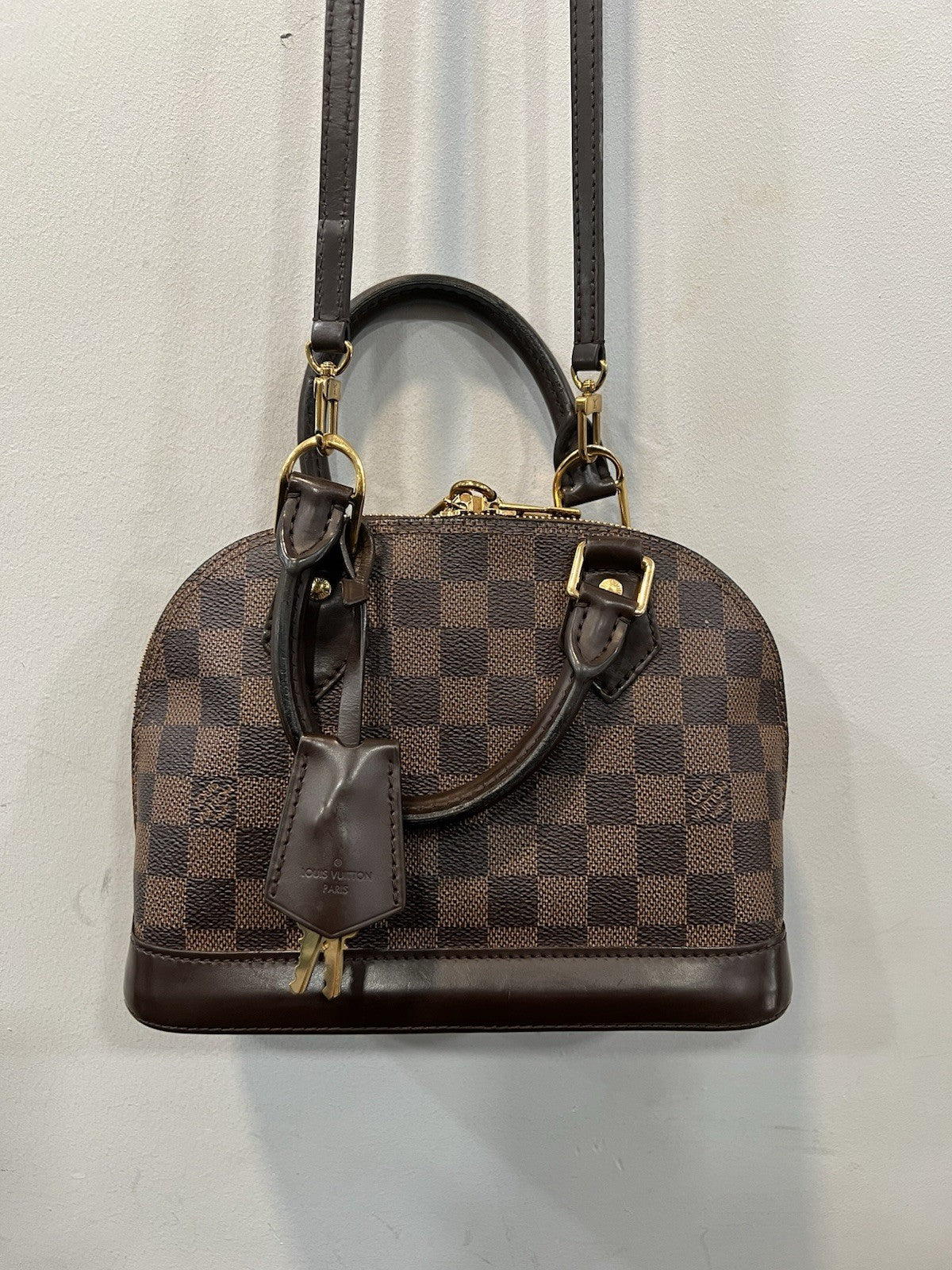 Louid Vuitton Damier Ebene BB Alma W/Lock Key & Authenticity Retail $2k