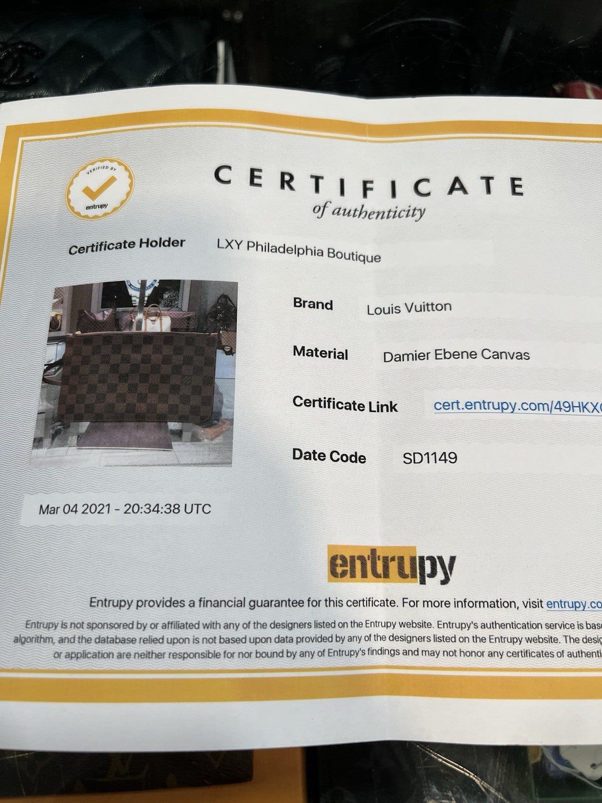 Louis Vuitton Neverfull GM Damier Ebene with Insert & Authenticity Retail $2310