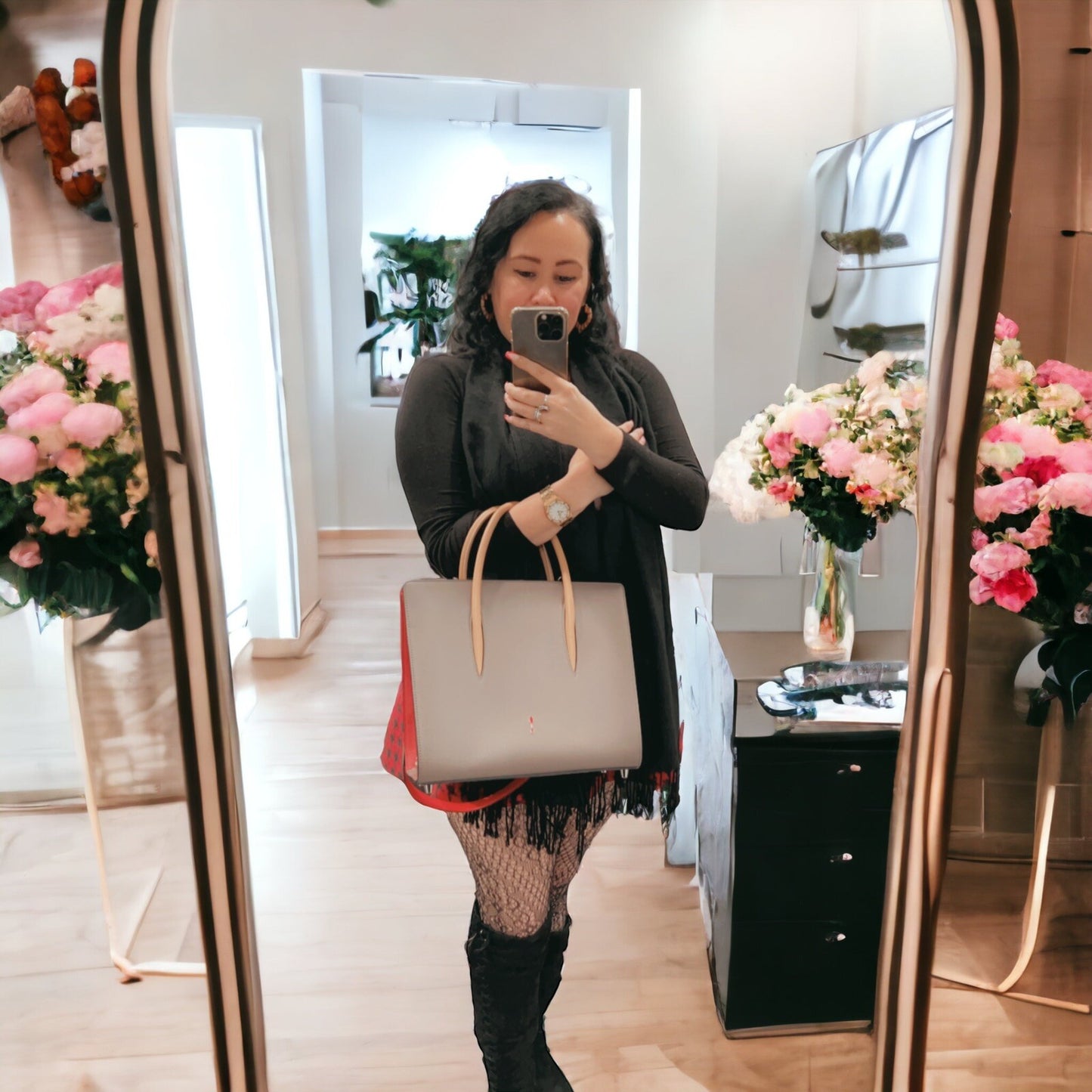 Christian Louboutin Paloma Medium Calf Patent Bag "Storm" (Retail $2700)