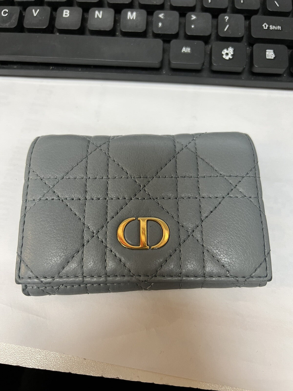 Dior Caro Glycine Wallet Cloud Blue Supple Cannage Calfskin
