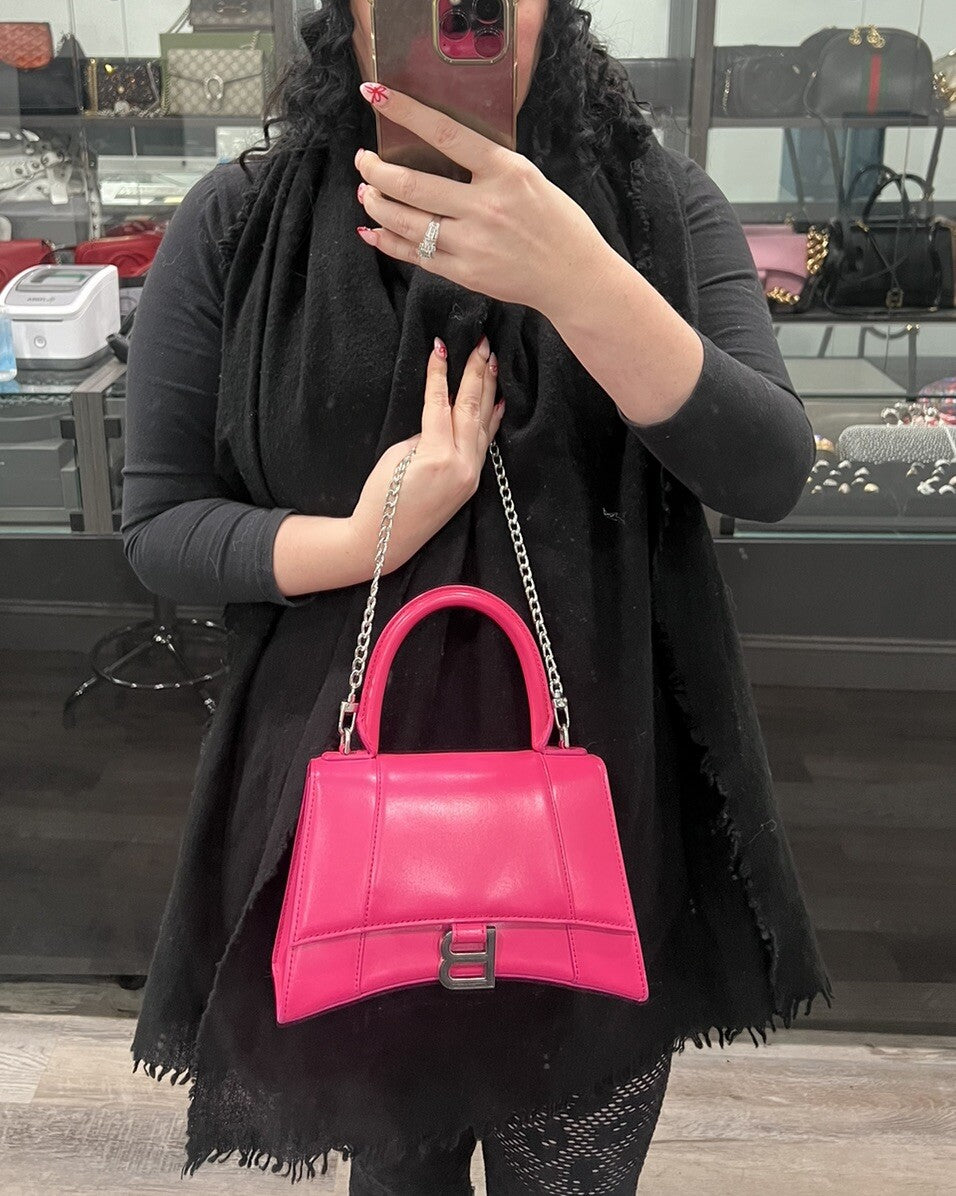 Balenciaga Hot Pink/Silver Small Hourglass Bag