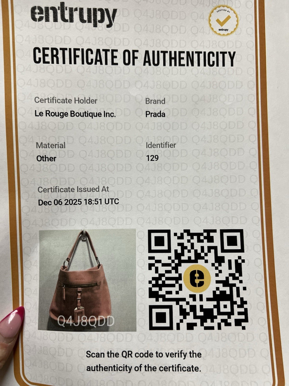 Prada Pink Leather Hobo Shoulder Bag With Authenticity