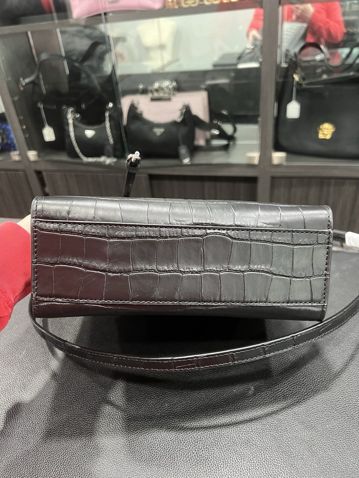 Marc Jacobs Croc Embossed Black Leather Tote NWT Retail $425