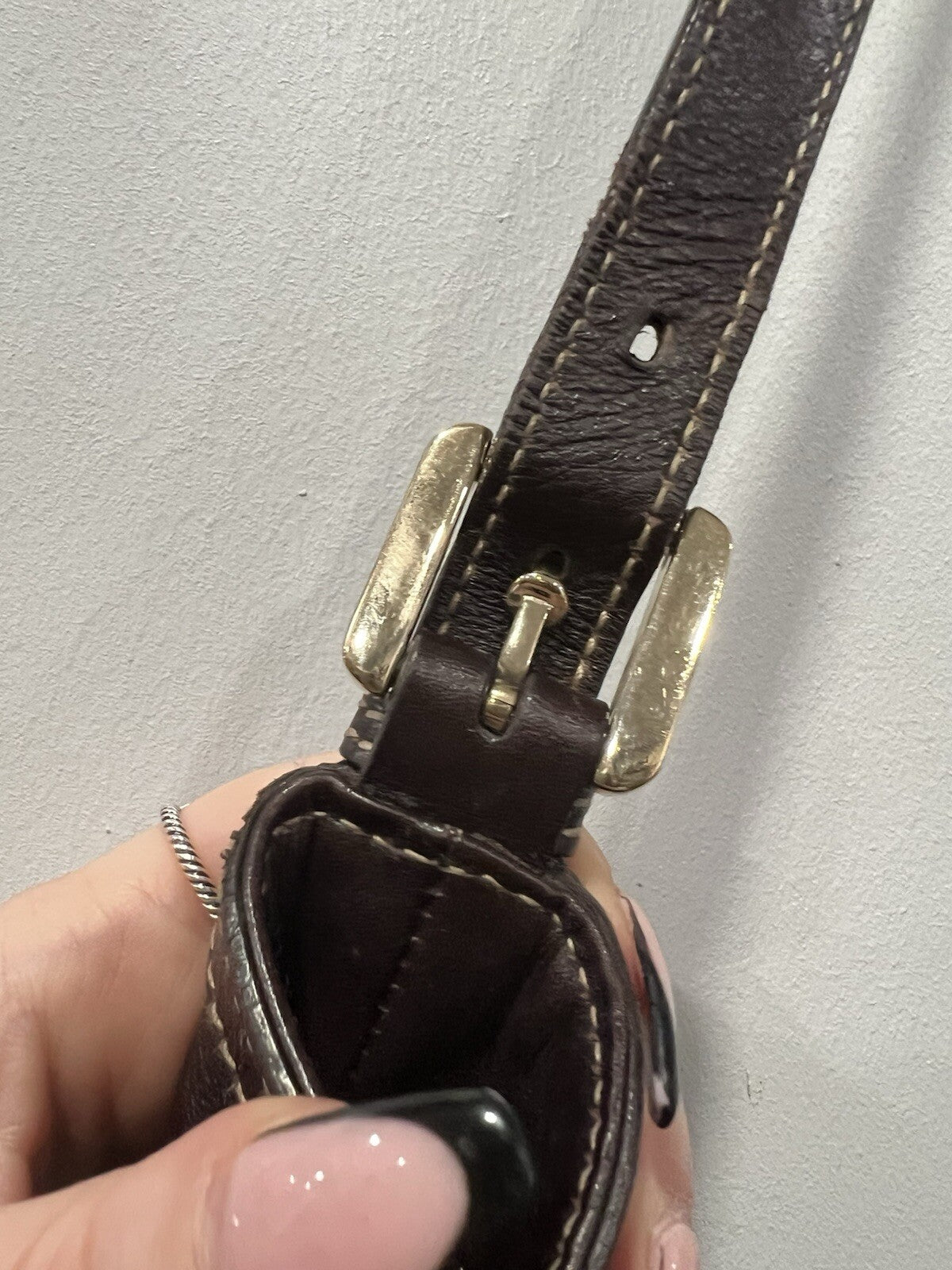 Gucci Leather Medium Britt Dark Brown Shoulder Bag With Authenticity