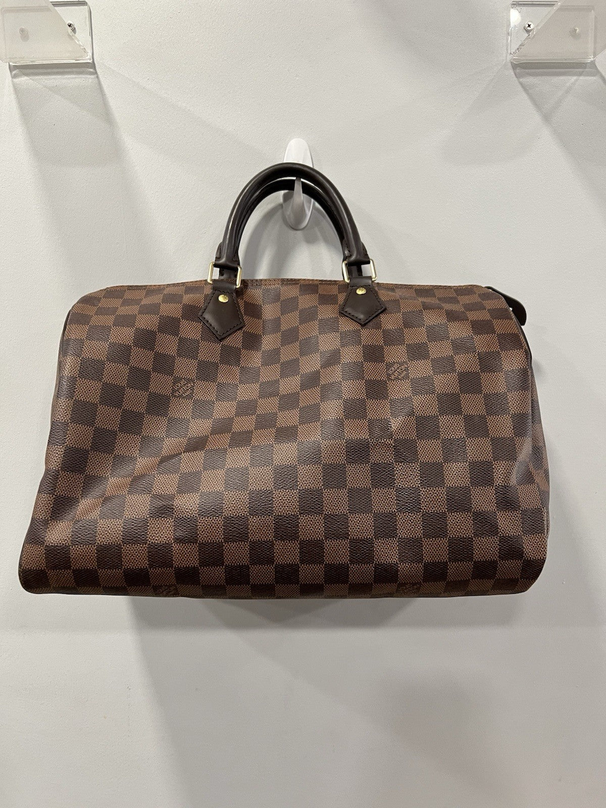 Louis Vuitton Damier Ebene 35 Complete Set Lock Key Duster Box Bag & Receipt