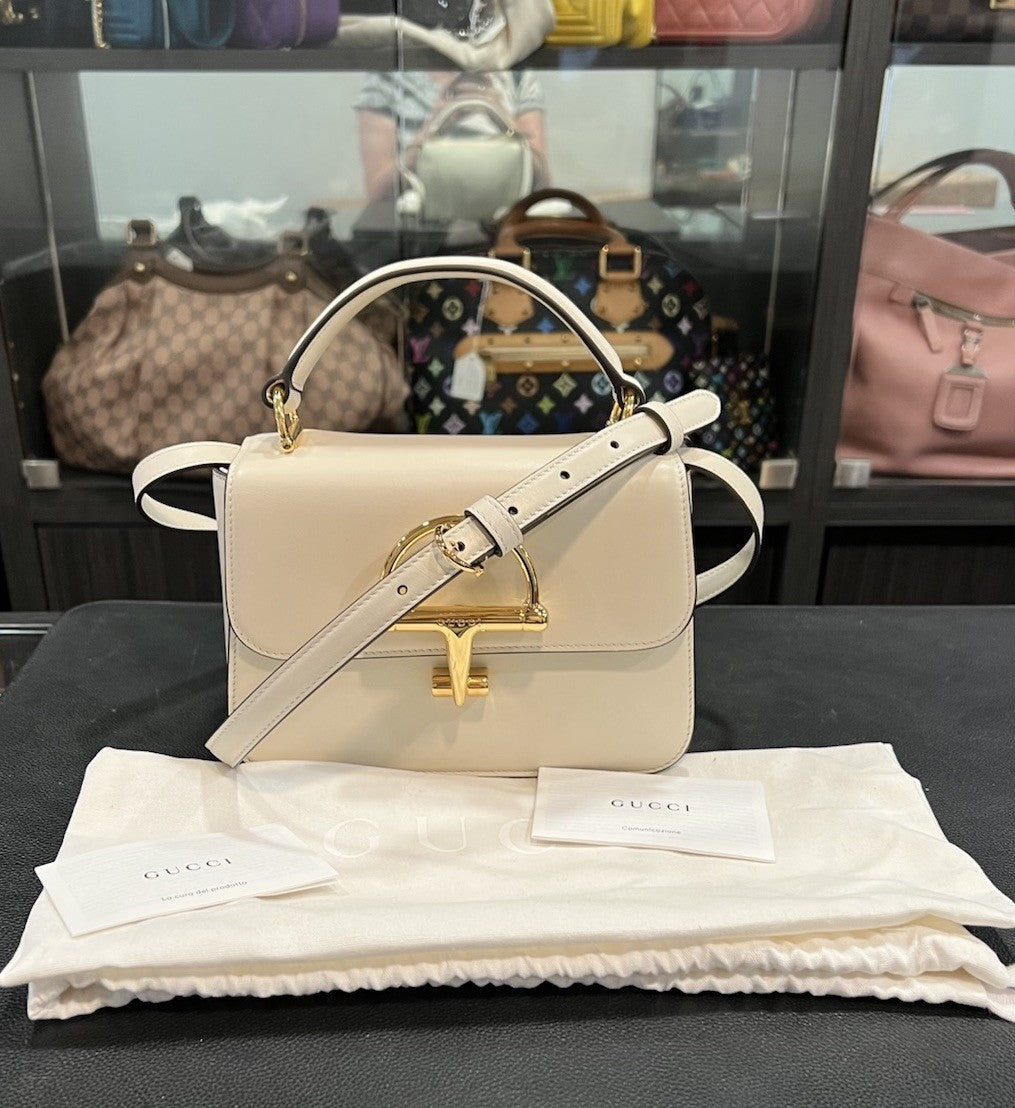 Gucci Siena Ivory Horsebit Top Handle Bag NWOB Retail $3000
