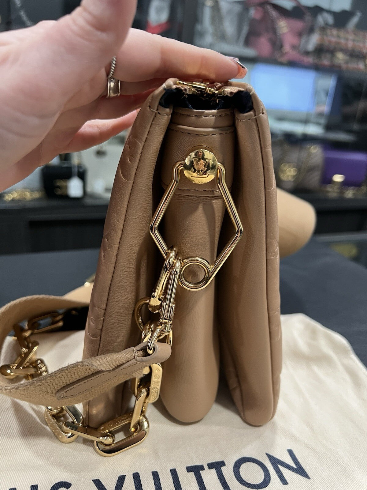 Louis Vuitton Camel Coussin PM W/Duster