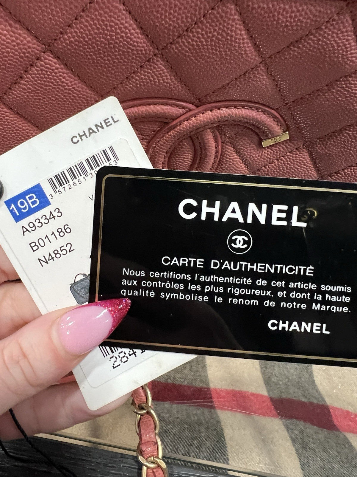 Chanel Pink Filigree Vanity Case With Authenticity