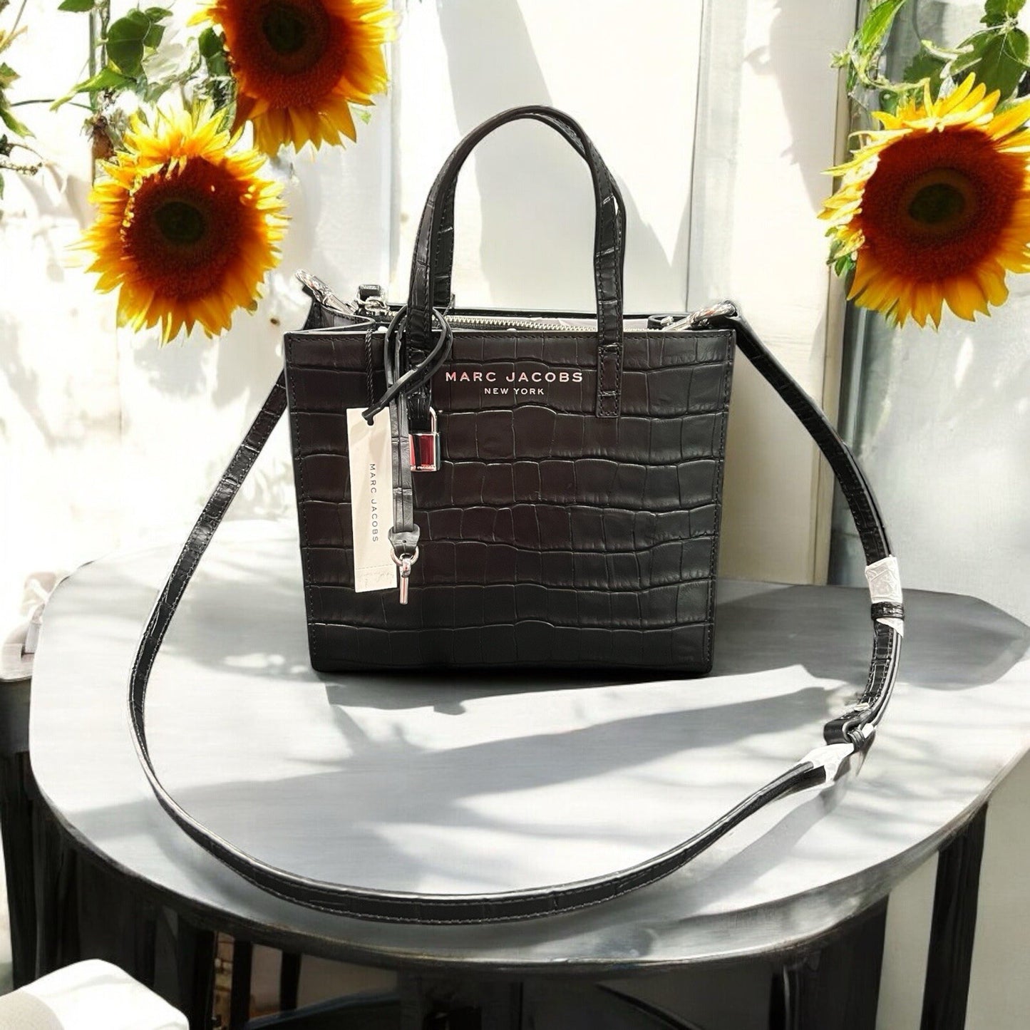 Marc Jacobs Croc Embossed Black Leather Tote NWT Retail $425