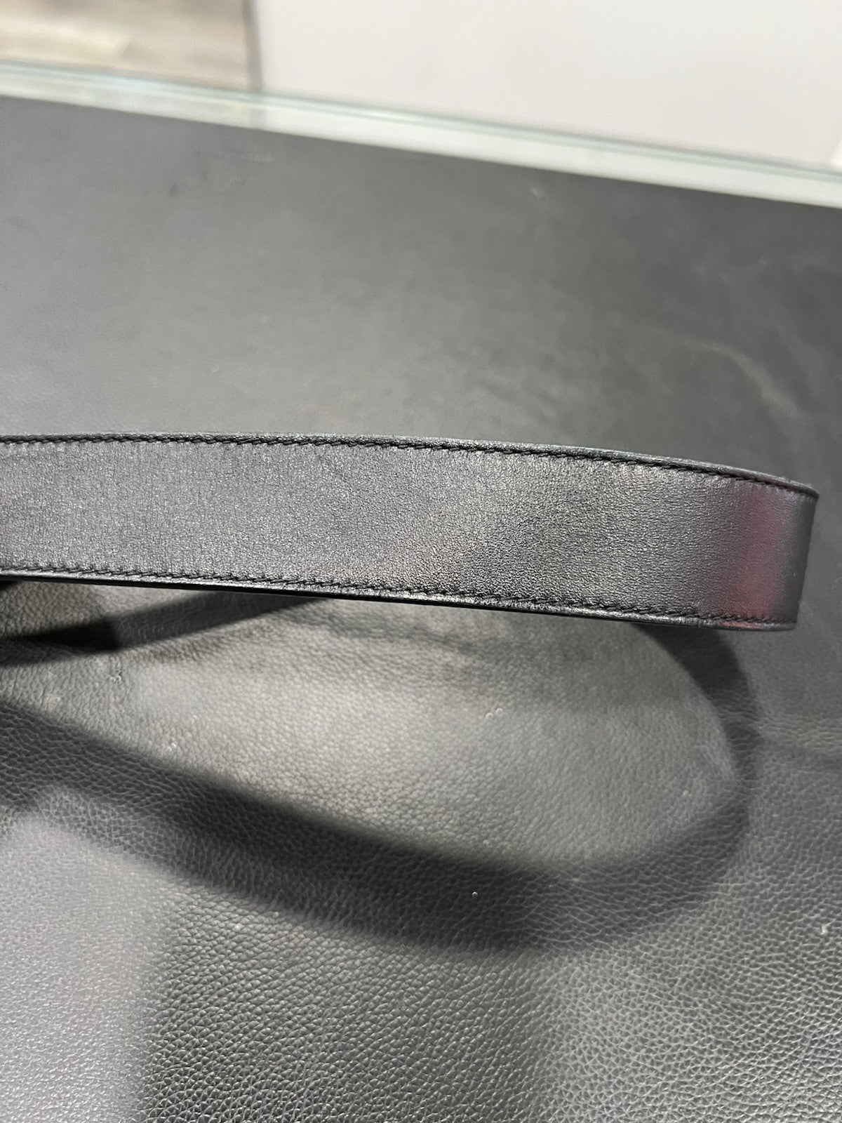 Gucci Marmont Antiqued Buckle Black Leather Belt Sizwe 95/38"