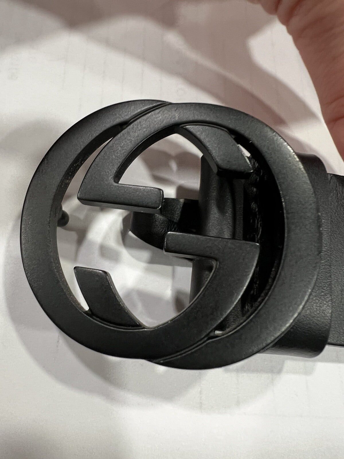 Gucci Black Matte Interlocking G Belt Size 95cm/38" Retail $540