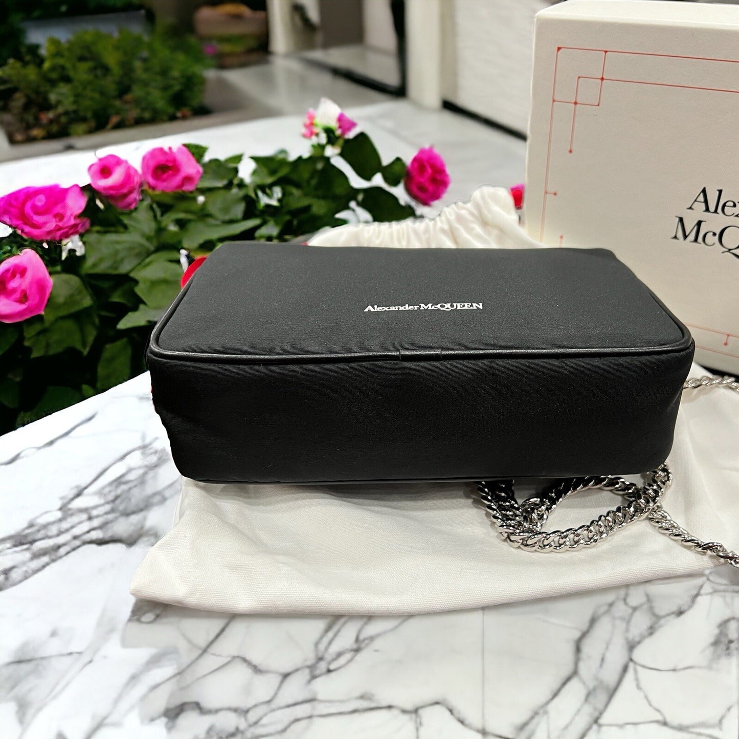 Alexander McQueen Black Nylon Skull/Logo Crossbody NIB (Retail $1295)