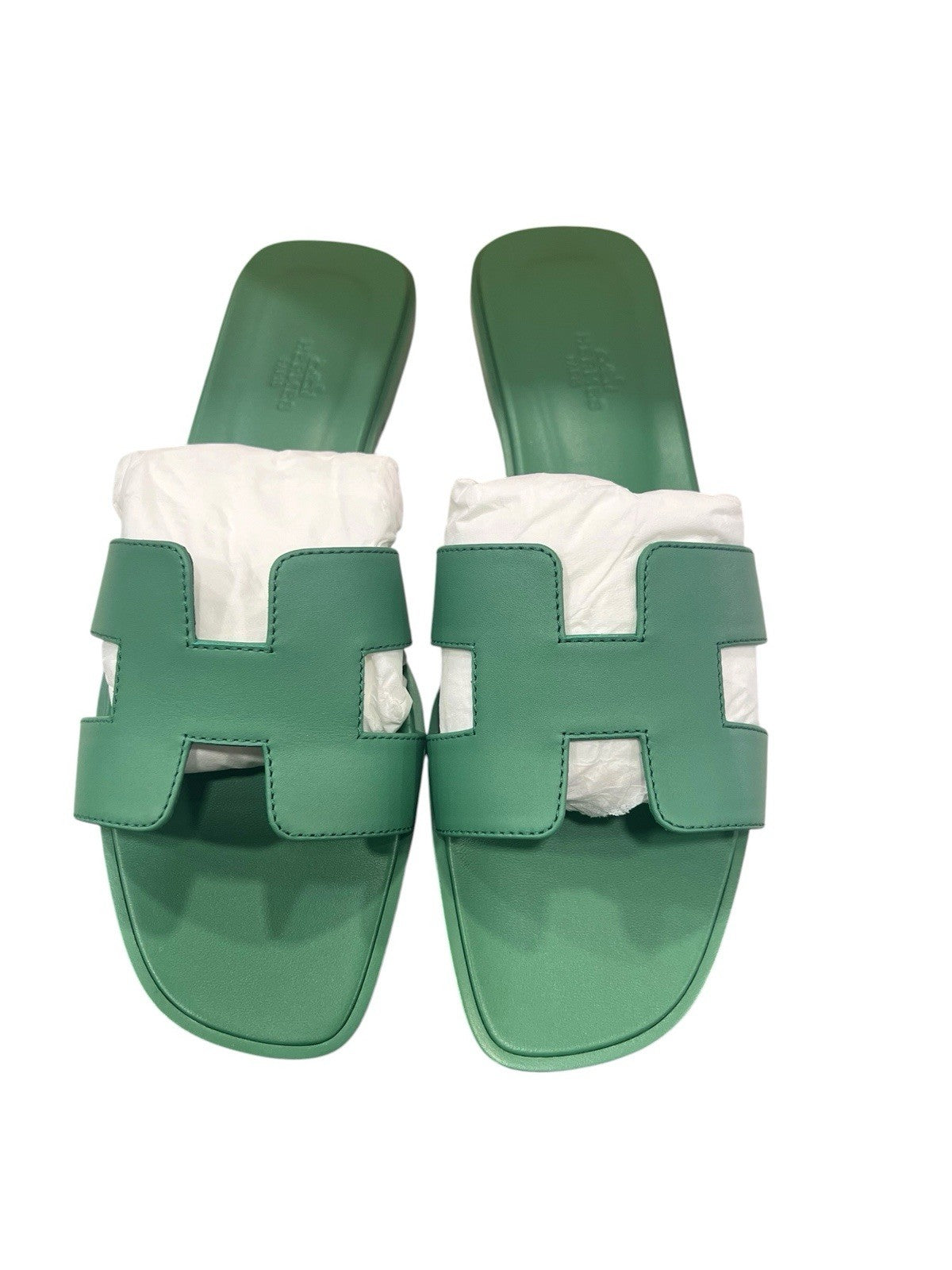 Hermes Green Vert Jungle Oran Sandals Size 41 NIB