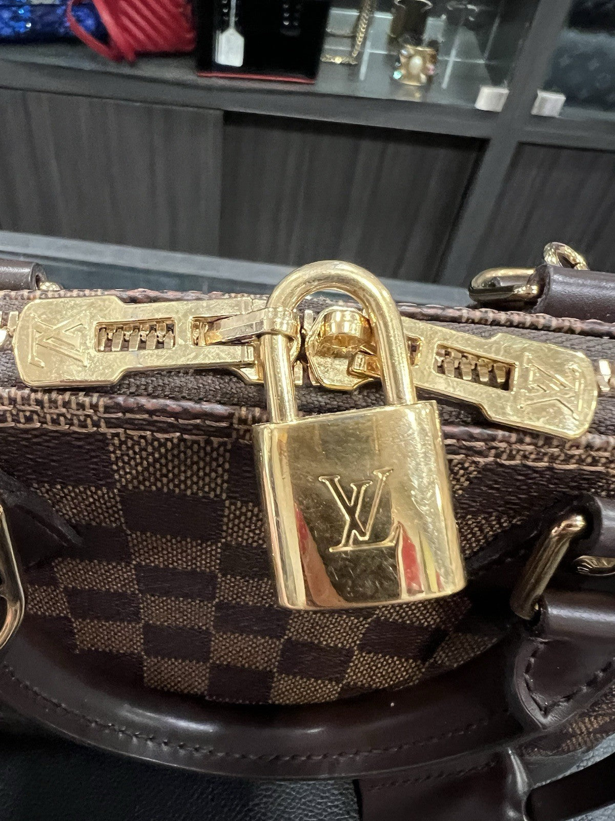 Louis Vuitton Damier Ebene BB Alma Crossbody Bag Lock & Key