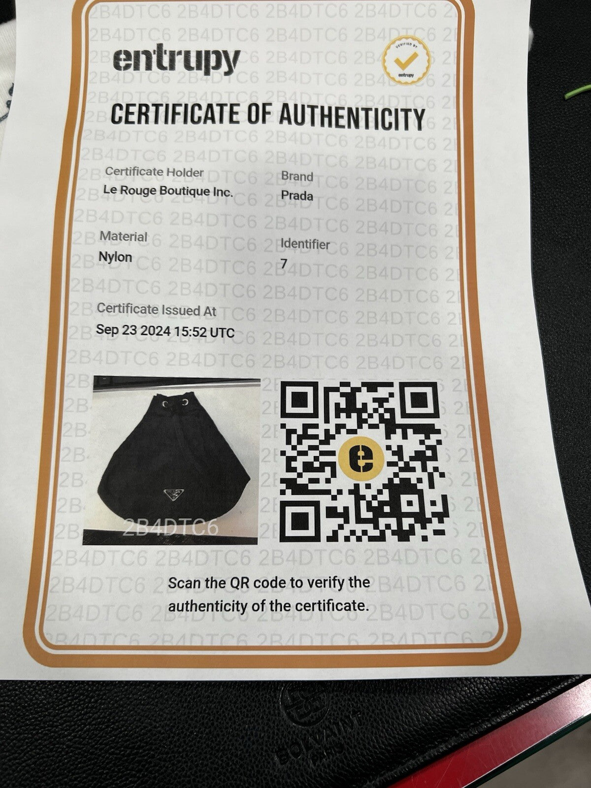 Prada Vintage Vela Wristlet Pouch With Certificate Of Authenticity