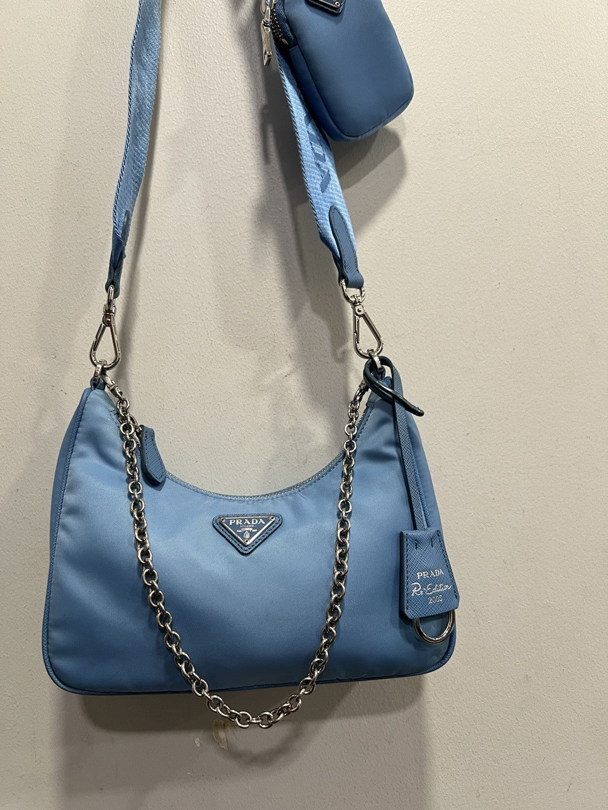 Prada Re-Edition 2005 Shoulder Tessuto Blue Nylon Shoulder Bag