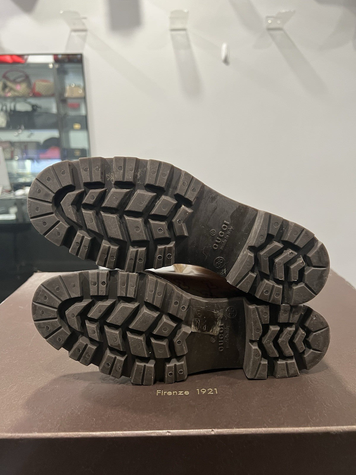 Gucci Signature Monogram Rubber Rainboots Size 6 Box & Duster