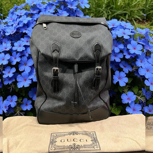 Gucci GG Black Supreme Azalea Medium Retro Backpack