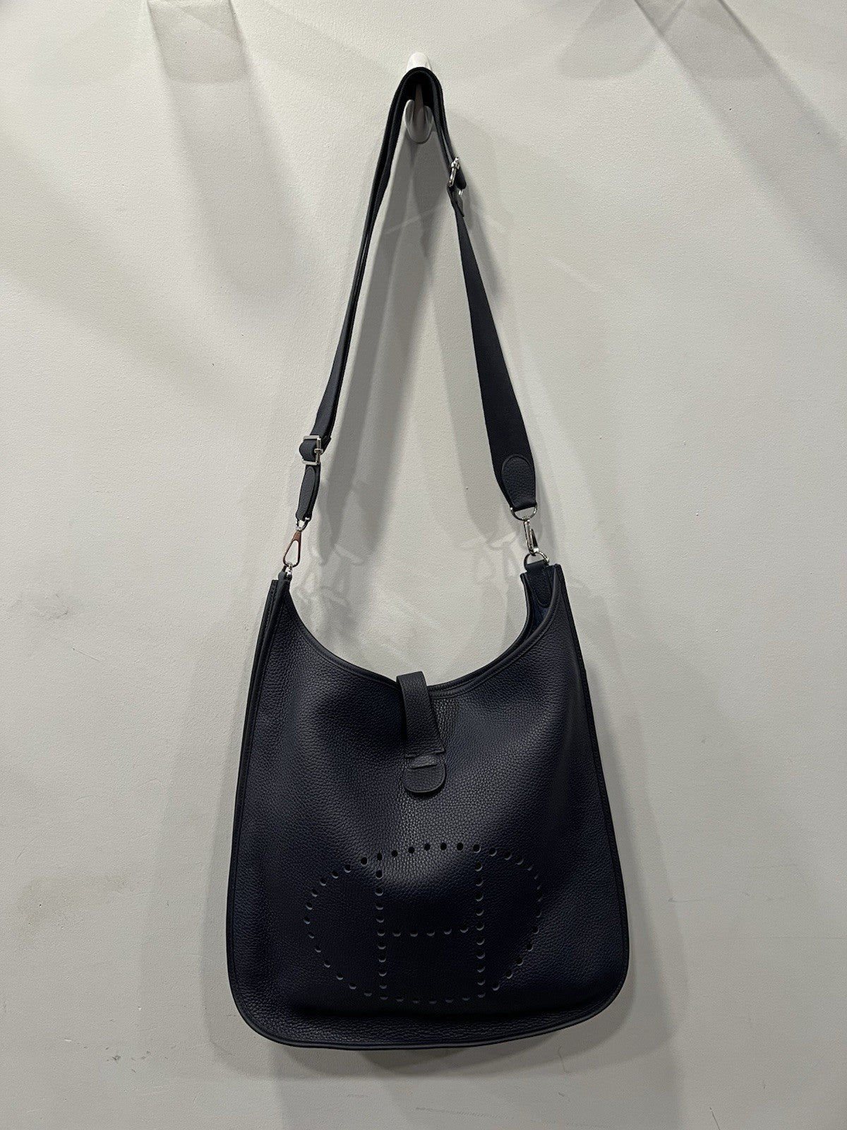 Hermes Evelyn III 40 TGM Togo Leather Dark  Blue With Authenticity Retail $4800