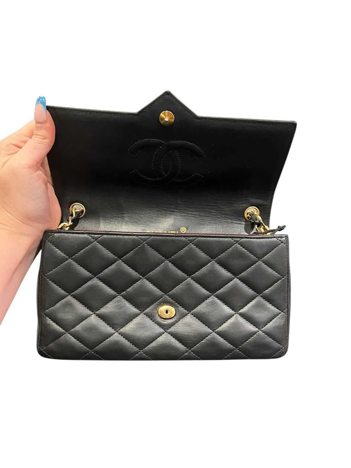 Chanel Vintage 24k Gold Plated Rectangular Single Flap Chain Bag