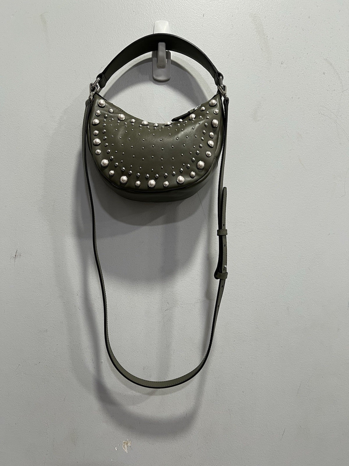 Jimmy Choo Olive Green Pearl Gromet Embellished Crossbody