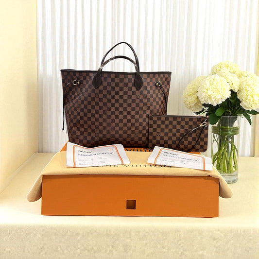 Louis Vuitton Neverfull GM Damier Ebene Retail $2200 W/Box Duster & Insert