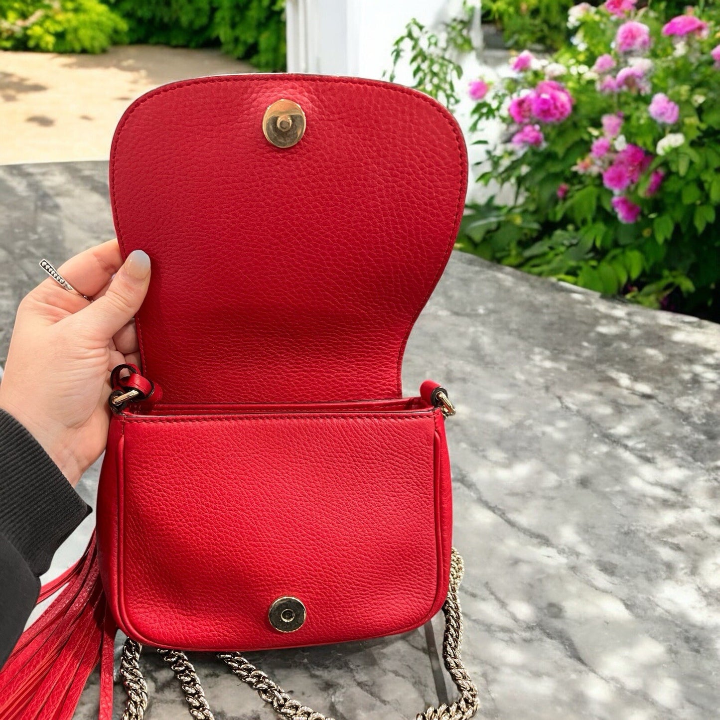 Gucci Red Leather Soho Mini Chain Bag With Certficate of Authenticity