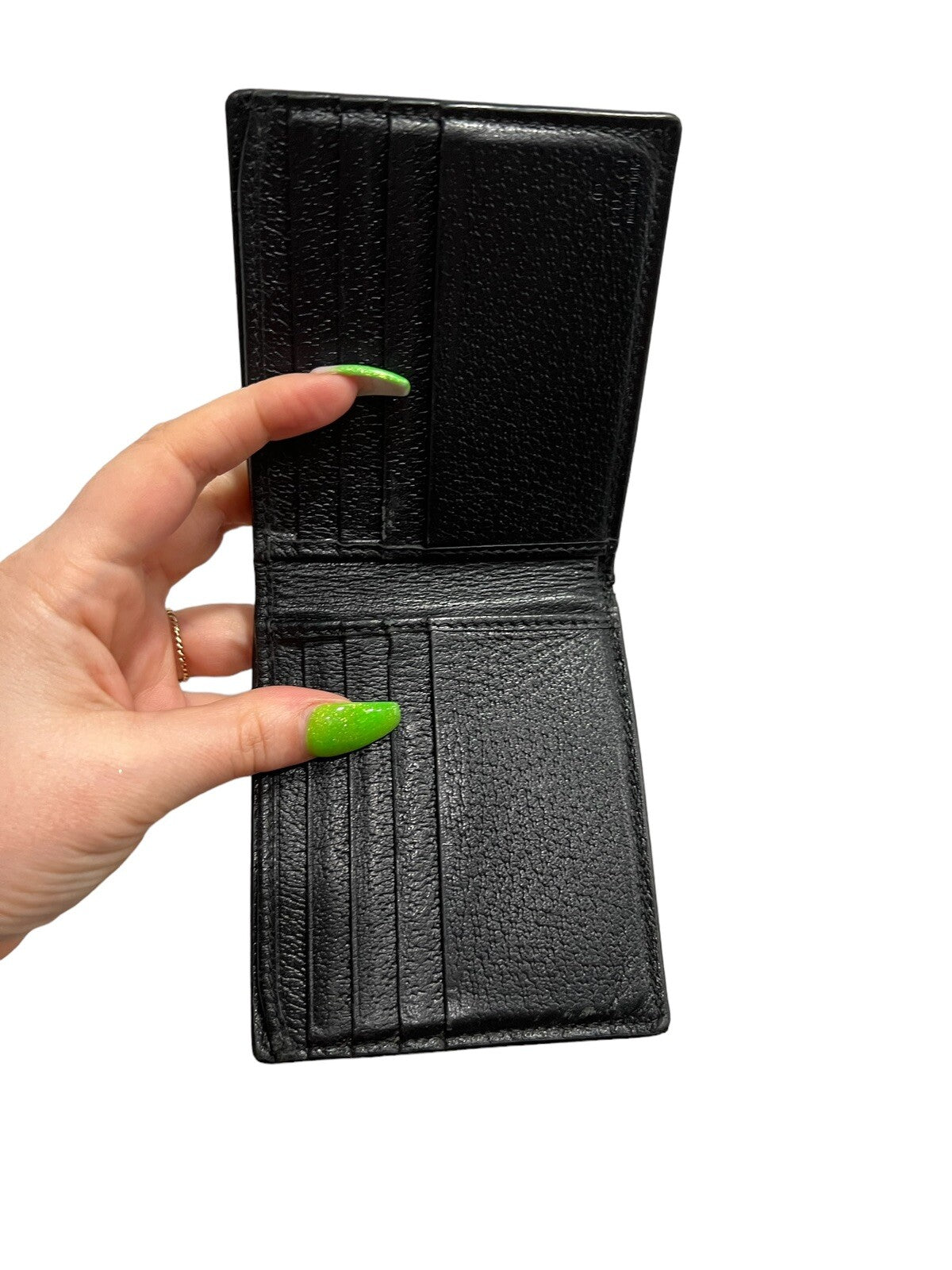 Gucci Anamalier Bi Fold Wallet Black Gold Bee (Retail $560)