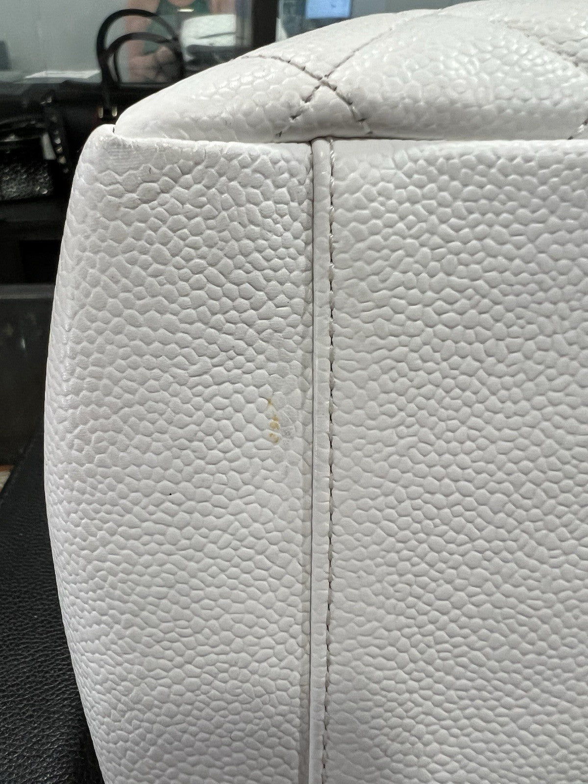Chanel Caviar Quilted Grand Shopping Tote GST White W/Authenticity