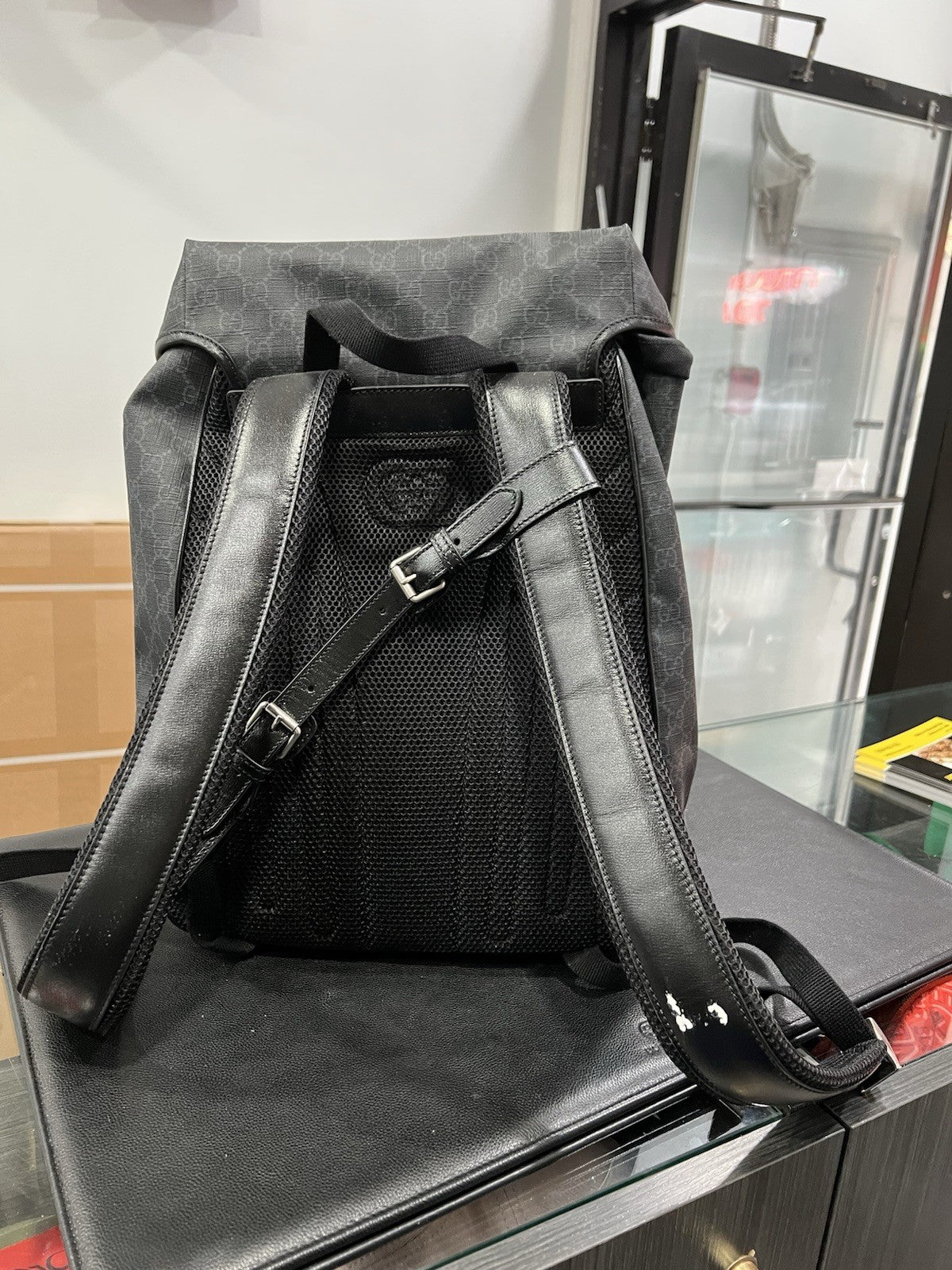 Gucci GG Black Supreme Azalea Medium Retro Backpack