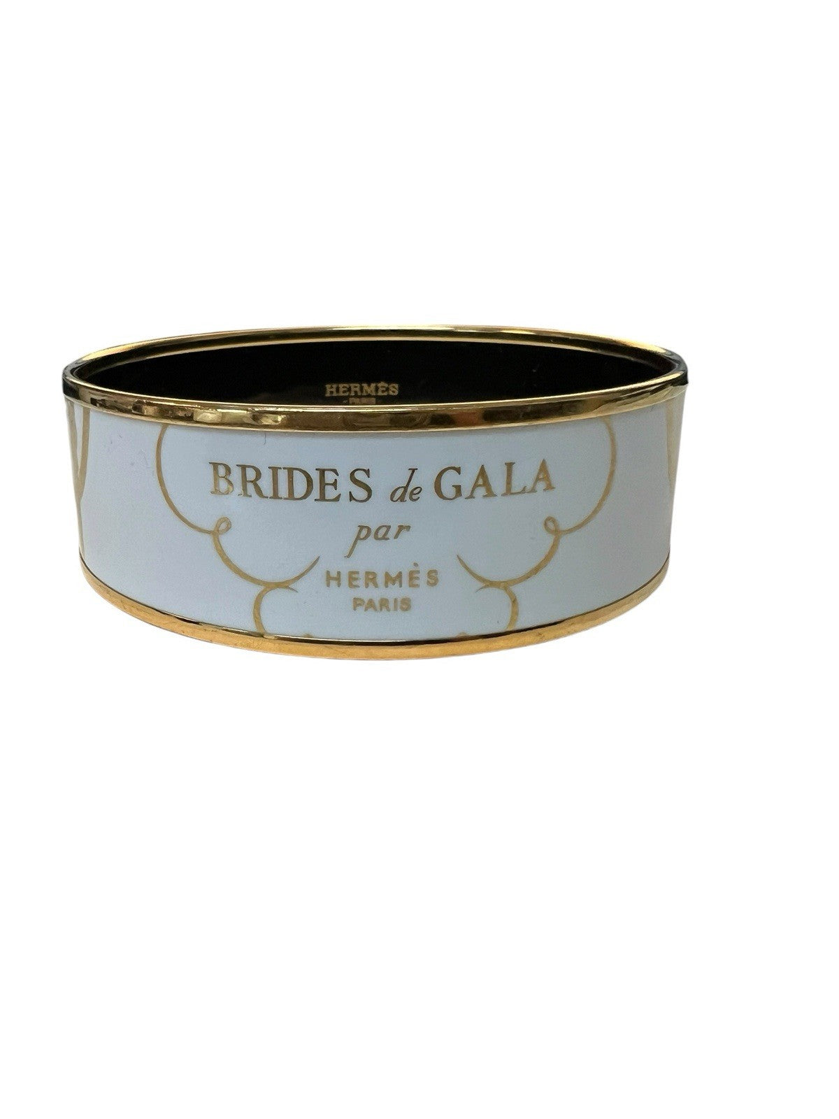 Hermes Brides de Gala White/Gold Bangle Bracelet Made In France