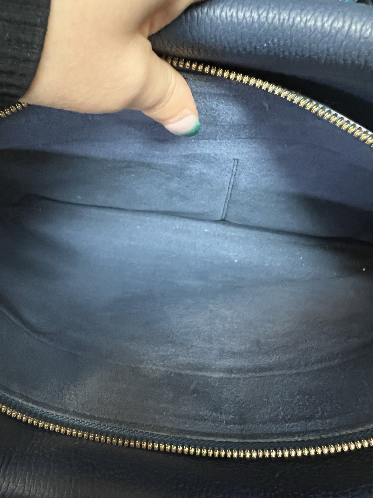 MCM Blue Leather Milla Tote With Canvas Strap