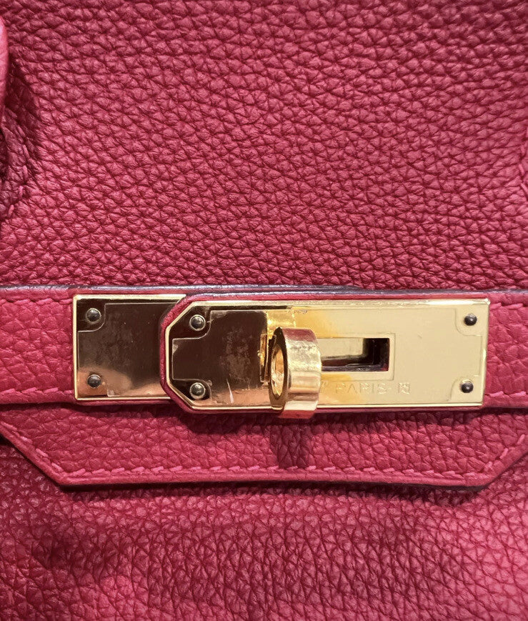 Hermes Birkin Red/Gold Togo Leather 30 W/ Certificate Of Authenticity From 2020