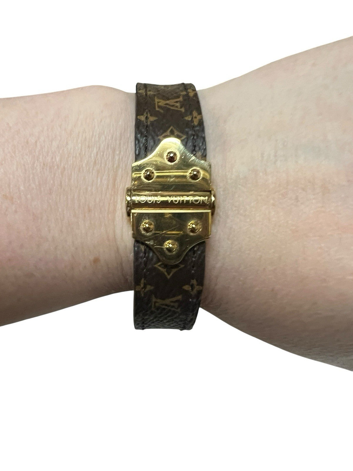 Louis Vuitton Nano Monogram Bracelet 17 Retail $315 6.75" AUTHENTIC