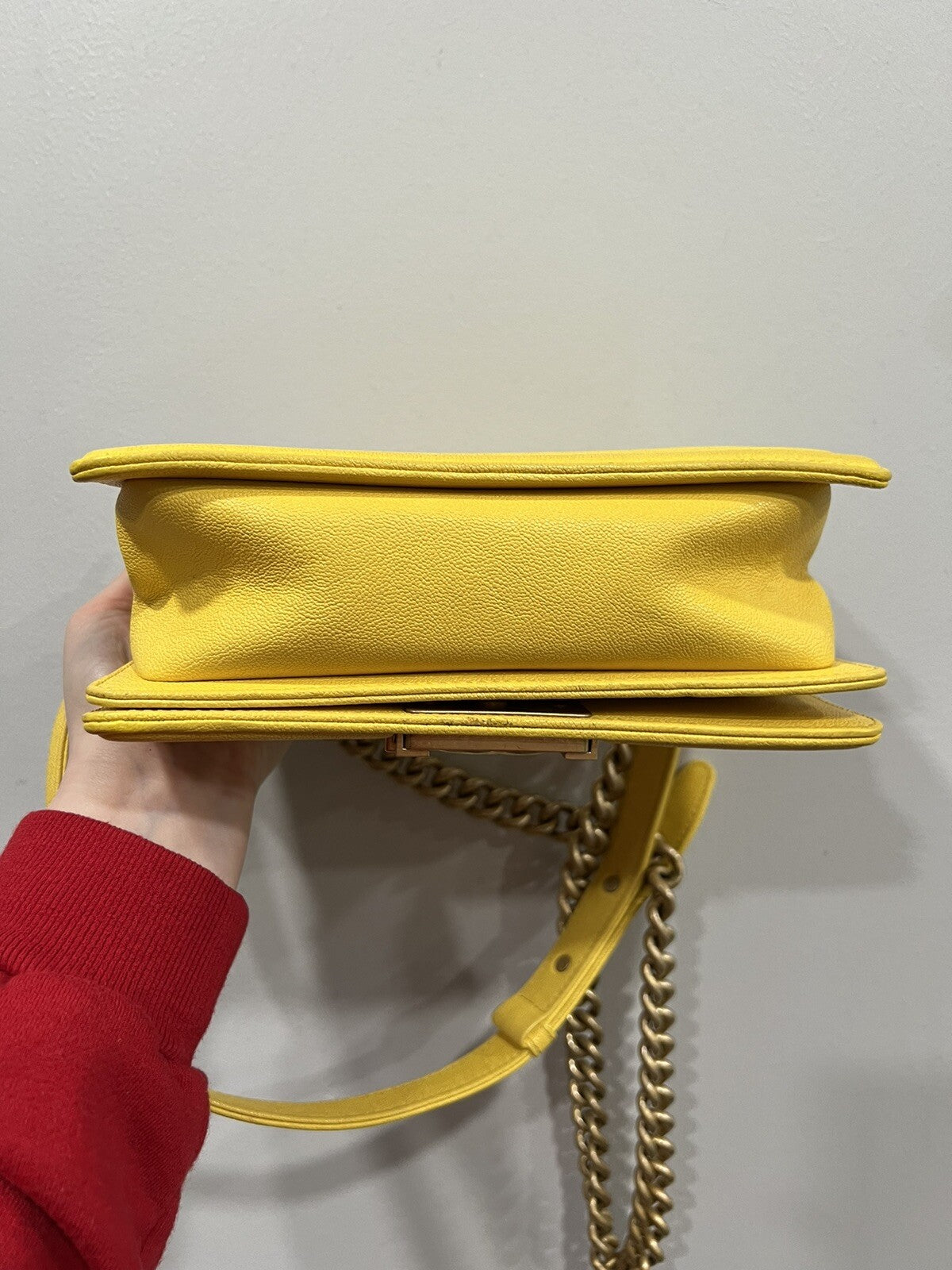 Chanel Caviar Small Yellow Boy Bag With Certificate Of Authenticity